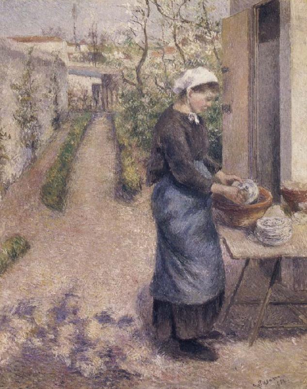 Camille Pissarro Woman washing dishes